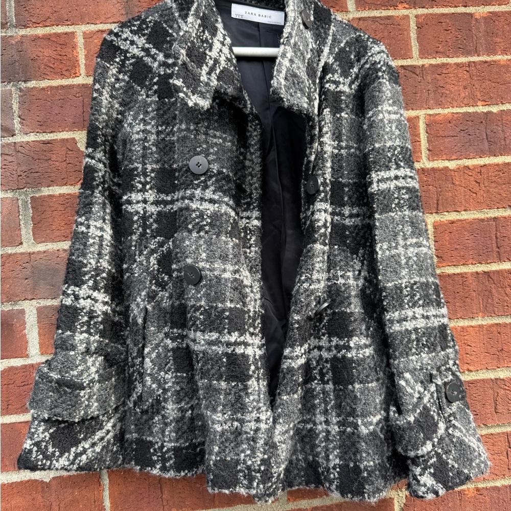 Zara Basic Size S Discontinued Plaid Dress Coat